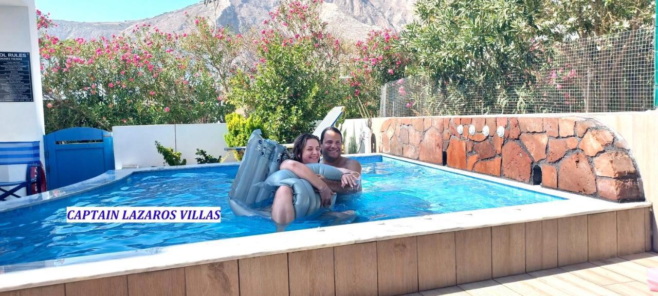 Located By The Sea One Beachfront Private Captain Lazaros Pool Villa With Loft In 750Sqm Spacious Private Plot-Jacuzzi-Sunrelax-Furnished Terace-Gazebo-Private Parking,Sleep 3 Adults And 2 Children, Just Steps From The Black Beach-Seaview Perissa  Esterno foto