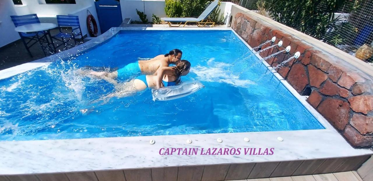 Located By The Sea One Beachfront Private Captain Lazaros Pool Villa With Loft In 750Sqm Spacious Private Plot-Jacuzzi-Sunrelax-Furnished Terace-Gazebo-Private Parking,Sleep 3 Adults And 2 Children, Just Steps From The Black Beach-Seaview Perissa  Esterno foto
