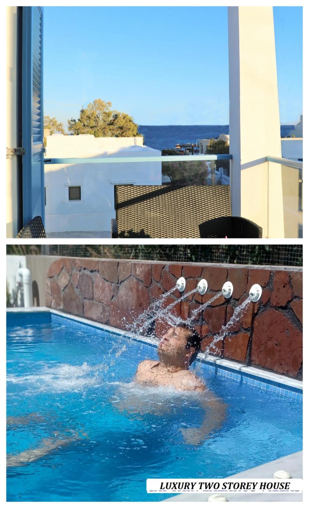 Located By The Sea One Beachfront Private Captain Lazaros Pool Villa With Loft In 750Sqm Spacious Private Plot-Jacuzzi-Sunrelax-Furnished Terace-Gazebo-Private Parking,Sleep 3 Adults And 2 Children, Just Steps From The Black Beach-Seaview Perissa  Esterno foto